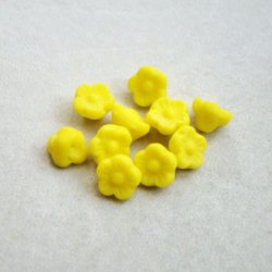 画像1: 2pcs 8mm "Matte Yellow" flower beads