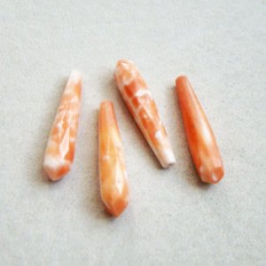 画像1: 25x5 "Peach/ White" faceted drop