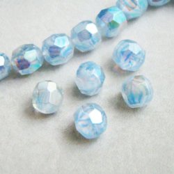 画像1: 2pcs 9mm "Milky Blue AB" stripe beads