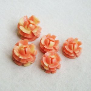 画像1: Coral Pink celluloid rose cabochon