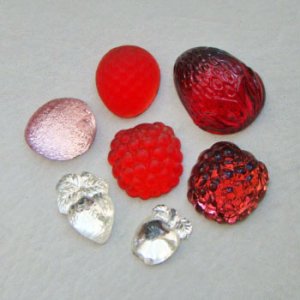 画像5: 20mm "Dark Rose" Raspberry glass cabochon