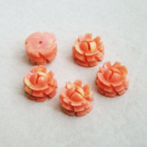 画像3: Coral Pink celluloid rose cabochon