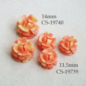 画像2: Coral Pink celluloid rose cabochon