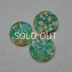 画像2: 13mm "Green/ Gold foil" floral Cabochon