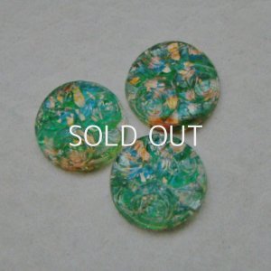 画像2: 13mm "Green/ Gold foil" floral Cabochon