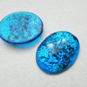 画像1: 38x30 "Blue/ Silver foil" Opal Cabochon