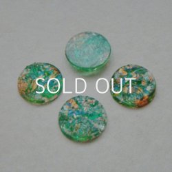 画像1: 13mm "Green/ Gold foil" floral Cabochon