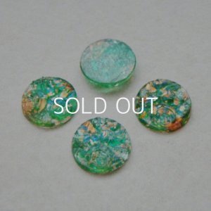 画像1: 13mm "Green/ Gold foil" floral Cabochon