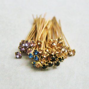 画像1: 2pcs SW Rhinestone head pin