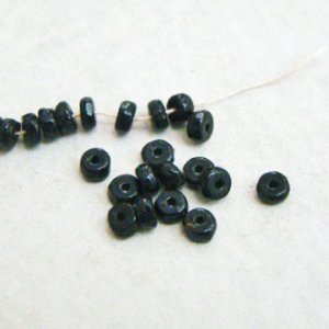 画像1: 10pcs "Jet" 4x2 rondelle beads