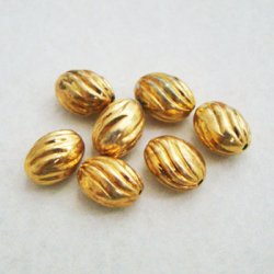 画像1: 2pcs "Gold" 13x9 twist oval beads