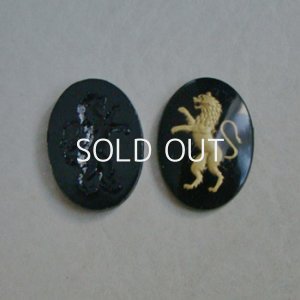 画像1: 25x18 "Black/Gold" Rampant Lion intaglio