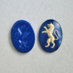 画像1: 25x18 "Blue/Gold" Rampant Lion intaglio