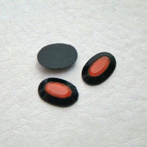 画像1: 12x8 OV "Black/ Carnelian" inlaid cabochon