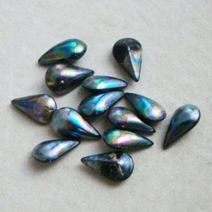 画像1: 2pcs 10x6 Tear "Black AB"