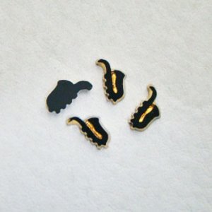 画像1: "Black/ Gold" tiny Saxophone cabochon