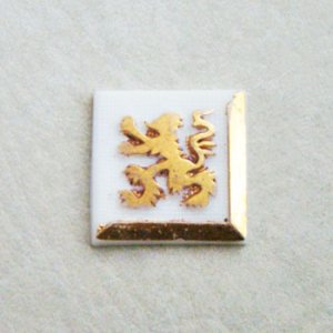 画像2: 18mm SQ "White/ Gold" Lion cabochon