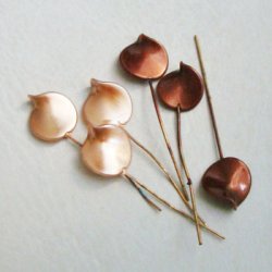 画像1: "Champagne / Brown"petal glass pearl pin