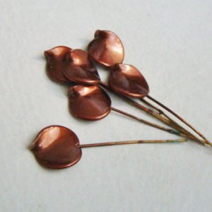 画像1: "Brown" petal glass pearl pin