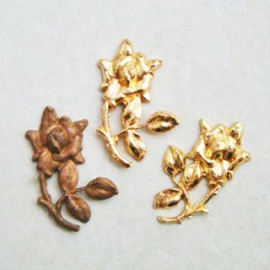 画像2: aged brass 25x16 Rose stamping