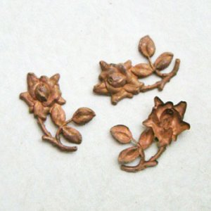 画像1: aged brass 25x16 Rose stamping