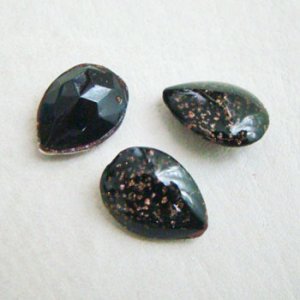 画像1: 18x13 Pear "Black/Gold flake " stone
