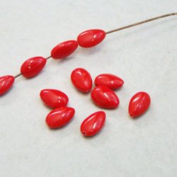 画像1: 4pcs 8x5 Red Coral drop beads