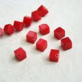 4pcs 6mm Red Jade cube beads