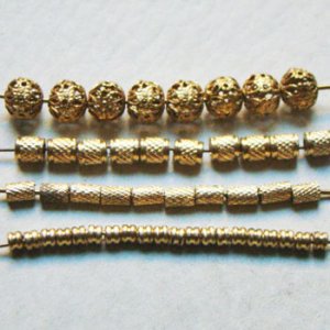 画像2: 10pcs brass 3x5 textured tube beads
