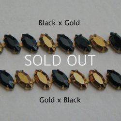 画像2: 10x5 Navette rhinstone chain "Black／Gold"