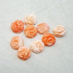 画像2: coral carved rose cabochon