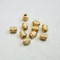 5pcs brass 4.2x5 textured barrel beads