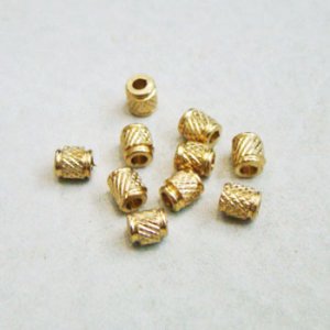画像1: 5pcs brass 4.2x5 textured barrel beads