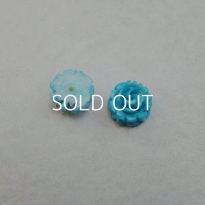 画像1: 8mm painted bone cabochon "Blue Rose"