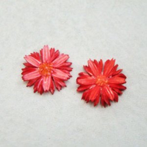 画像1: 17.5~18mm Red painted bone cabochon "Marguret"