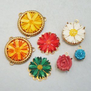 画像3: 17.5~18mm Red painted bone cabochon "Marguret"