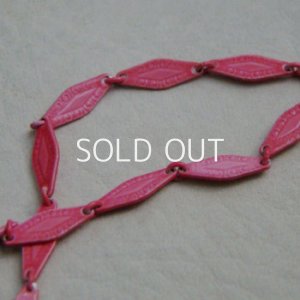 画像2: Pink enameled textured connector link chain