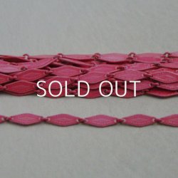 画像1: Pink enameled textured connector link chain