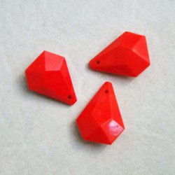 画像1: 18x15 Red glass drop beads