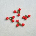 2pcs 4mm Red baroque beads cluster