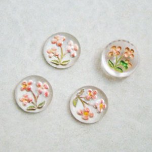 画像1: 11mm Pink flower intaglio cabochon