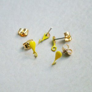 画像2: Yellow tiny tear enameled pierce finding