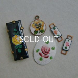 画像3: 18x13.5 OV guilloche enamel floral cabochon