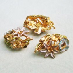 画像1: enameled brass floral brooch finding