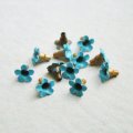 5pcs 5mm Blue enameled flower