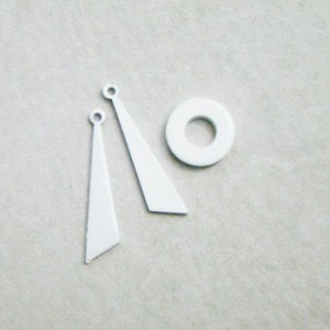 画像1: 3pcs White enameled ring & charm set