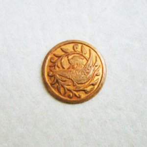 画像2: 16mm brass "Bird with Leaf" medallion