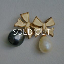 画像1: Bow & drop pearl pierce set