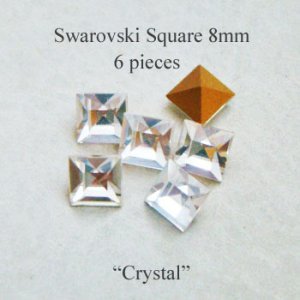 画像1: 6pcs VSW #4400  square 8mm ”Crystal"