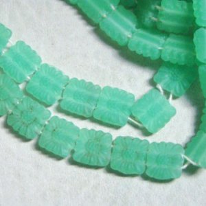 画像2: 4pcs 9mm SQ "Frost Green" flower beads